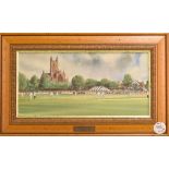 Worcestershire Country Cricket Painting by L Harrison and a Christopher Hughes print signed to the