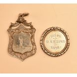 Victorian hallmarked silver golfing fob with engraved golfer design to front cartouche, engraved
