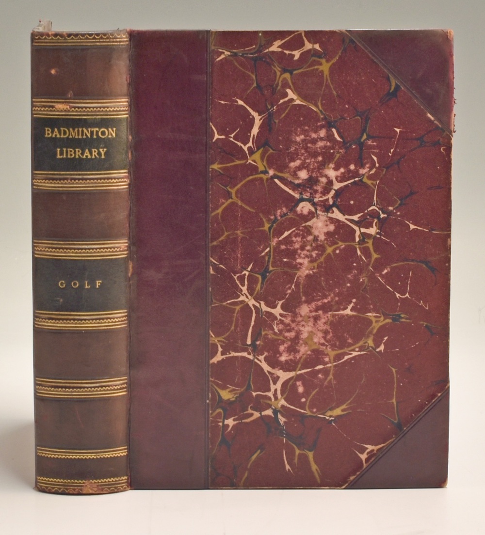 Hutchinson, Horace G - "Golf - Badminton Library" special 4th ed 1893 in half leather and marble