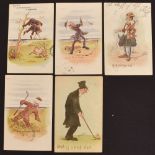 Collection early Cynicus golfing postcards (9) – 7 postally used Northern Island and Scottish