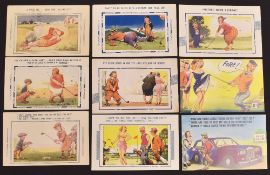 Selection of golfing naughty, seaside comic and humour postcards (32) – mostly by Bamforth & Co Ltd,