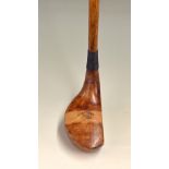 Rare Burke Golf Co Patent ‘Endgrain’ wooden mallet head with black fibre sole – fitted with patent
