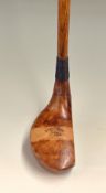 Rare Burke Golf Co Patent ‘Endgrain’ wooden mallet head with black fibre sole – fitted with patent
