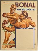 Boxing – rare 1930s Art Deco ‘Bonal Apertif’ Alcohol Original French Boxing Poster originally