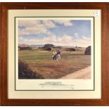 Peter Munro signed ltd ed. colour golf print - “Carnoustie 14th” - signed to the border by the