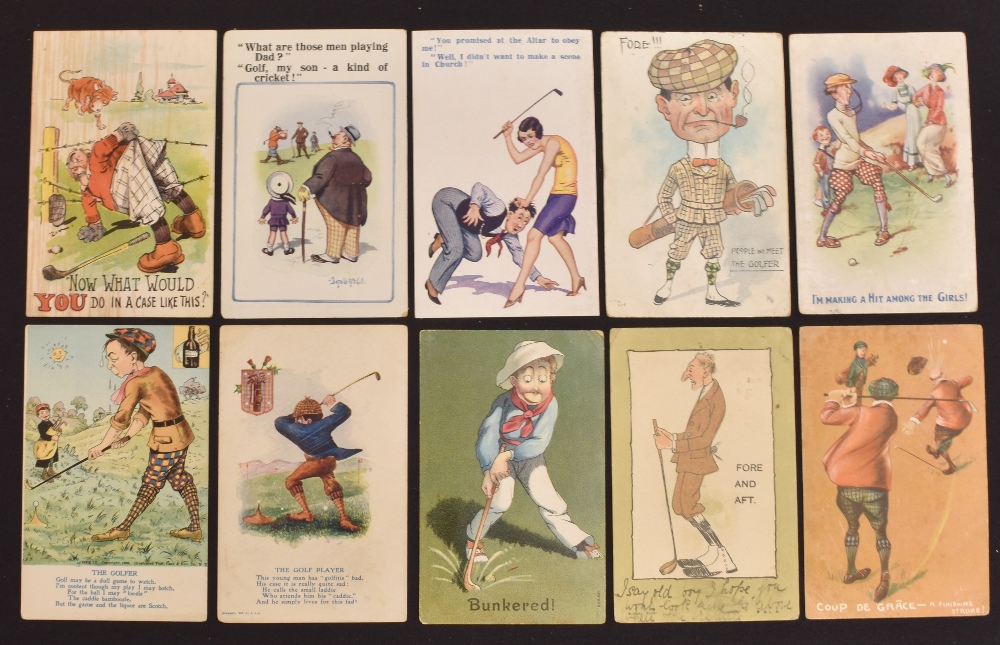 23x golfing postcards, mainly humour themed – incl Fred Spurgin, Spatz, Colbourne, Donald McGill,