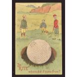 Scarce Springvale Bramble golf ball advertising coloured postcard -titled “The Kite-where did it