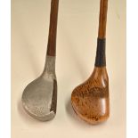 2x interesting John Knox Belfast woods – an alloy driver with leather face insert and horn sole