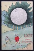 Scarce Springvale Bramble golf ball advertising coloured postcard - titled “The Kite Clears All