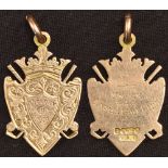 9ct gold fob for Knock Ladies Golf Club Victory Cup 1919 hallmarked Chester 1895, length 3cm, weight