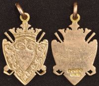 9ct gold fob for Knock Ladies Golf Club Victory Cup 1919 hallmarked Chester 1895, length 3cm, weight
