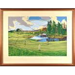 Reed, Ken – Gleneagles original gouache golf artwork for set of ltd ed prints - “The 13th Green on