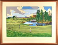 Reed, Ken – Gleneagles original gouache golf artwork for set of ltd ed prints - “The 13th Green on