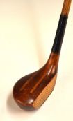 Fine and unusual Walter Hagen persimmon mallet head putter – with 2x light stained parallel wooden
