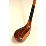 Fine and unusual Walter Hagen persimmon mallet head putter – with 2x light stained parallel wooden