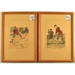Set of 4x Edmund G Fuller hand coloured humorous golf prints - each with annotations and framed