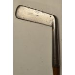 Willie Wilson St Andrews straight blade metal putter c1890 – c/w later hide grip
