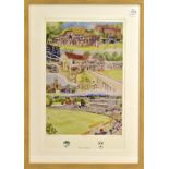 Worcestershire County Cricket Club 150 Years Colour Print signed by the artist D Birtwhistle,