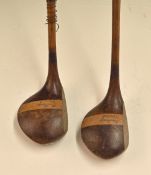 Pair of Tom Fernie Striped large head shallow face striped topped persimmon woods – brassie and