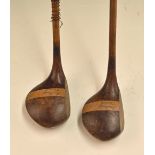 Pair of Tom Fernie Striped large head shallow face striped topped persimmon woods – brassie and