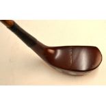 Fine B Weastall dark stained deep face persimmon mallet head putter with horn sole insert, 3x rear