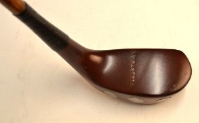 Fine B Weastall dark stained deep face persimmon mallet head putter with horn sole insert, 3x rear