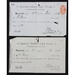 1913 Seaton Carew Golf Club Annual subscription receipts – for both husband wife – who paid 3