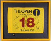 2013 Muirfield Official Open Golf Championship signed 18th Hole Pin - signed by 8 players to incl