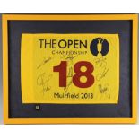 2013 Muirfield Official Open Golf Championship signed 18th Hole Pin - signed by 8 players to incl