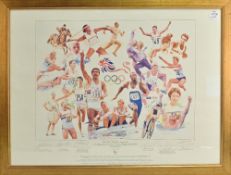 Olympic Legends Signed Print featuring attractively illustrated action portraits of UK Olympic