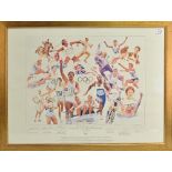 Olympic Legends Signed Print featuring attractively illustrated action portraits of UK Olympic