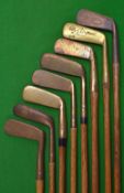 Selection of 8 assorted brass headed putters – J B Halley straight blade, Gibson Westward Ho!