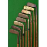 Selection of 8 assorted brass headed putters – J B Halley straight blade, Gibson Westward Ho!