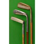 Collection of interesting brass, alloy, and steel head putters (3) – “The Diamond” brass head wide