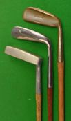 Collection of interesting brass, alloy, and steel head putters (3) – “The Diamond” brass head wide