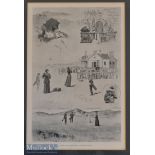 2x early Portrush Ladies Golf Club hand coloured lithograph golfing scenes c1890s – extract dated 31