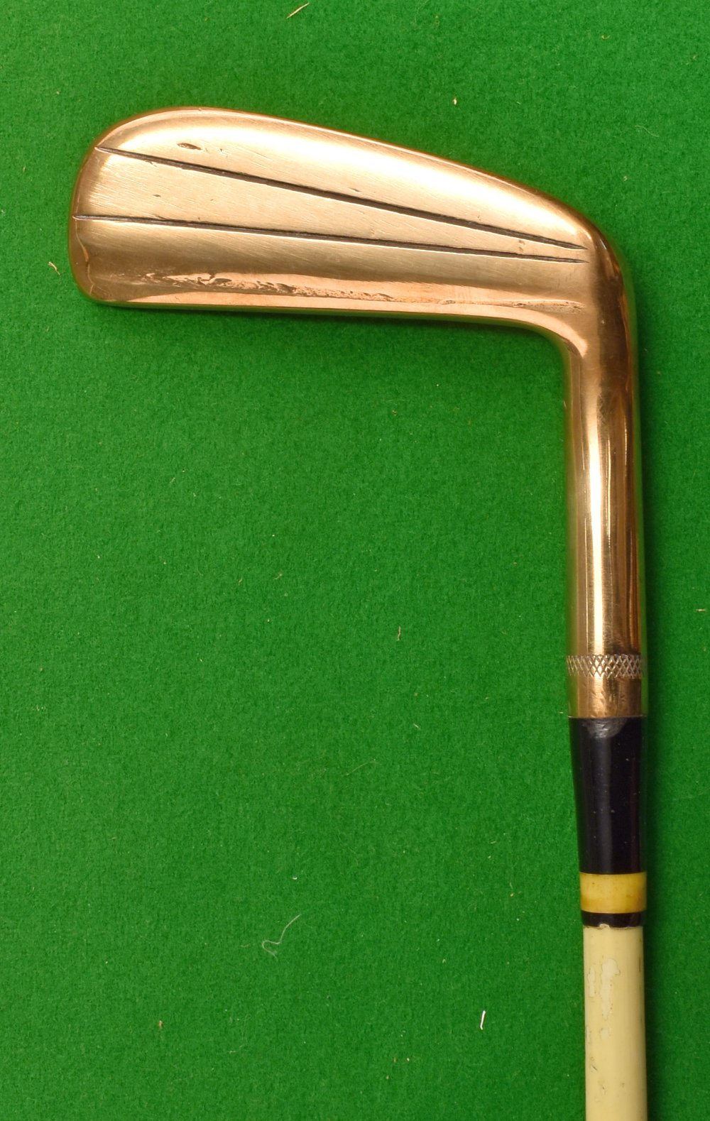 Very Unusual Walter Hagen brass head wry neck putter c1960 with glass fibre shaft and still fitted