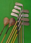 4x R T Jones (Bobby Jones) left hand coated steel shafted irons – well used and a further 6