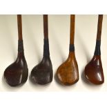 4x Assorted Socket Head Woods by maker’s St Andrews Golf Co driver, Fred Hodge Spoon, Wallis Brassie