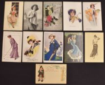 Collection of 19 early glamour golfing postcards – incl Archie Gunn, John Henderson & Sons,