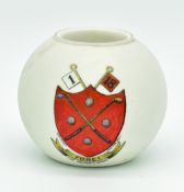 Goss Ware Match Holder: Heavy ceramic ball with golf transfer design The Golfers Arms, height 7.5cm.