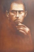 Snooker – Ronnie O’Sullivan sepia tones painting by Kidane Mariam possibly painted 2005 Snooker