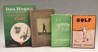 Collection of Interesting Golf Instruction Books from J H Taylor to Ben Hogan incl one signed (