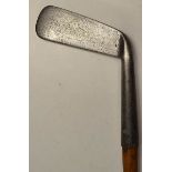R White Maker St Andrews thick heavy iron straight blade putter c1885 – with deep knurling to the