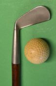 Fine and original Sunday golf walking stick – with nickel silver club handle c/w brass tip – overall