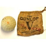 Rare Dunlop V (orange) large flat shallow circles golf ball in the rare makers original golf ball