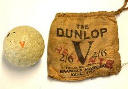 Rare Dunlop V (orange) large flat shallow circles golf ball in the rare makers original golf ball