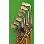 9x various assorted irons and a putter (10) – 5x niblicks makers in Nicoll, Tait and Gourlay,