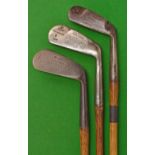 3x interesting various irons – H Steer Ceylon wide mussel back mid iron by Winton; P Hewbery,