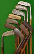 10x assorted metal and brass blade putters – M C Kinch Ridge back straight blade, later Ben Sayers